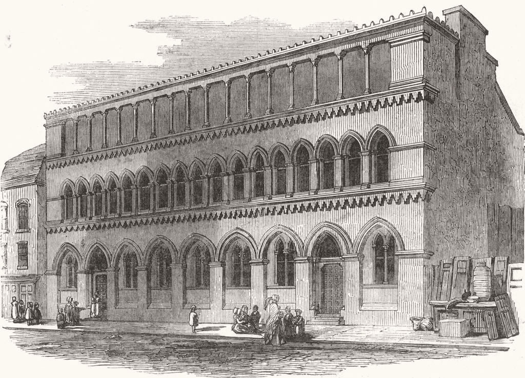 LONDON. St Martins Schools, Castle St, Long Acre 1850 old antique print